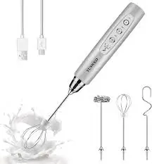Comprehensive Review: YUSWKO Handheld Milk Frother Wand – Rechargeable, 3 Speeds, 3 Interchangeable Heads